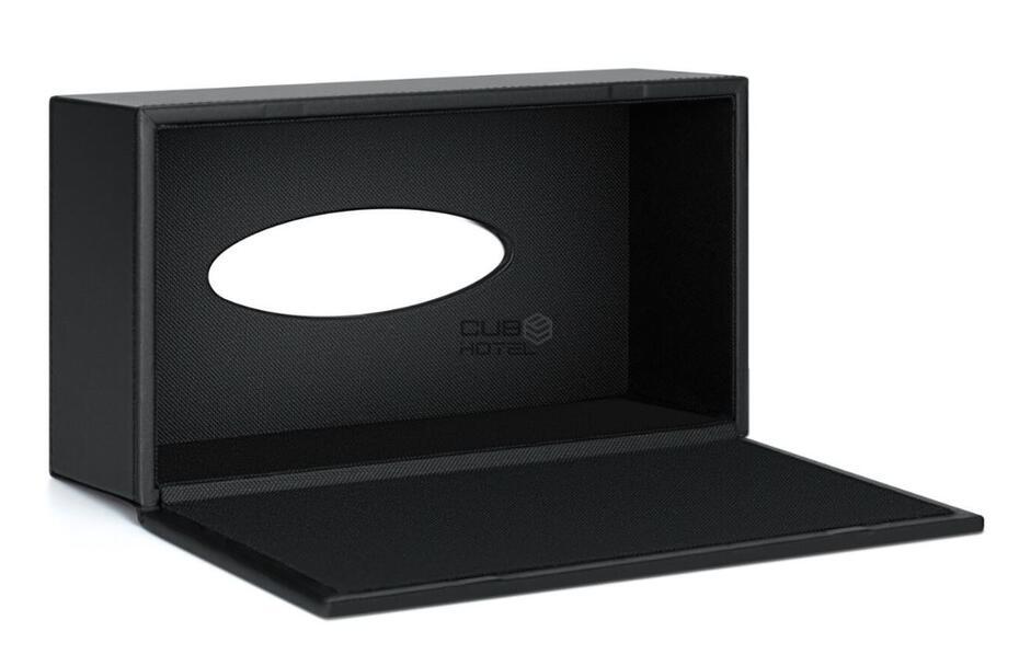 Caja dispensadora de pañuelos piel sintética negra